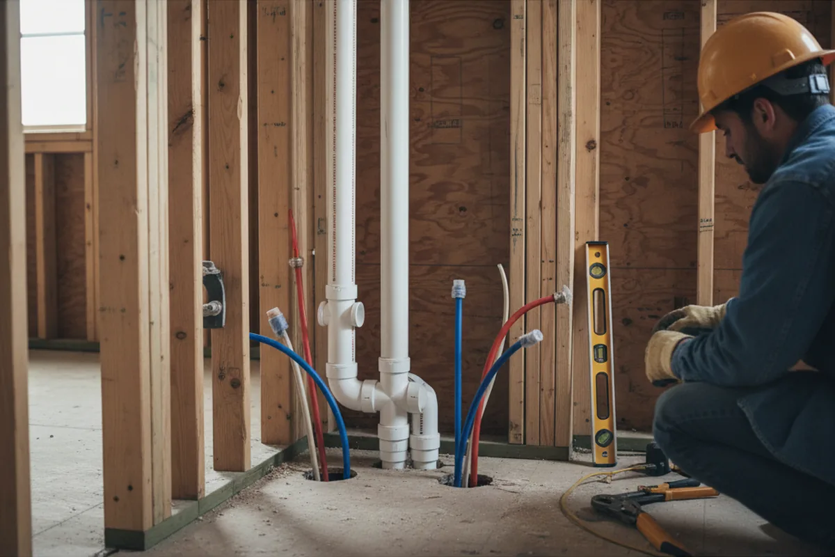 Drain and supply rough-in during Drain Cleaning in Vicco