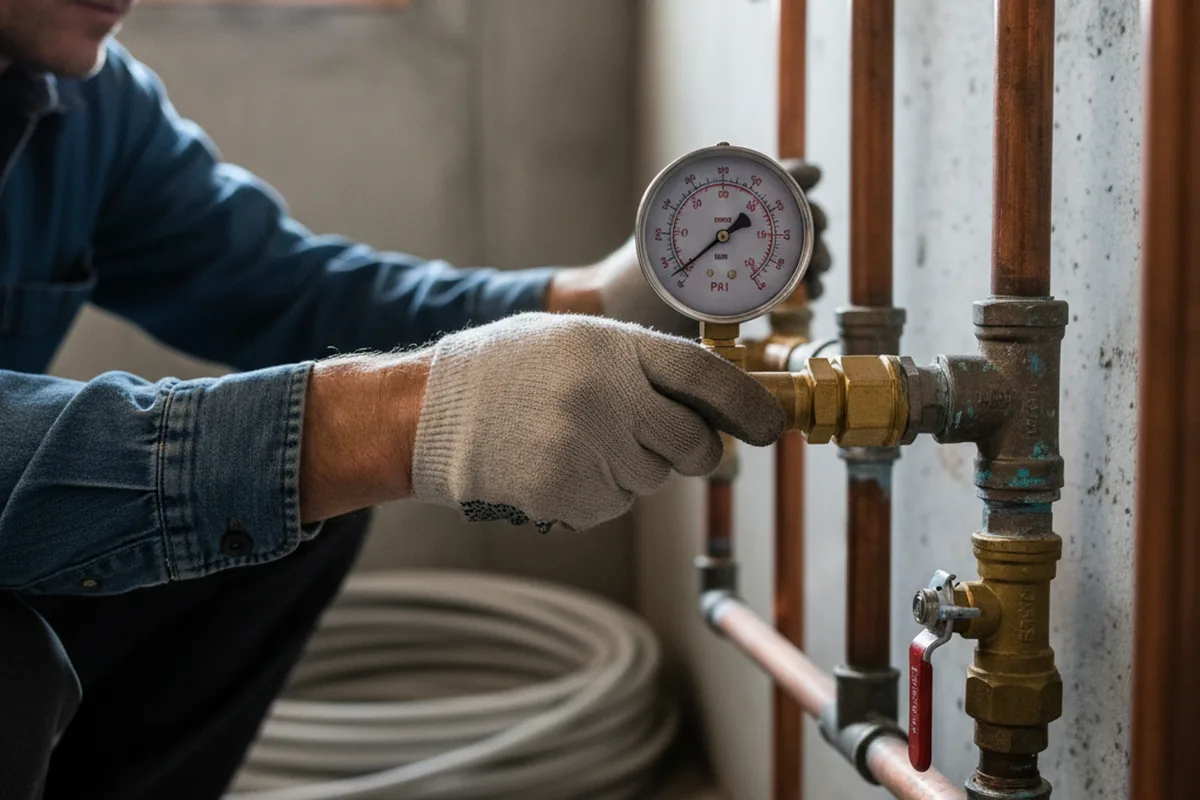 Pressure testing a repaired line during Water Line Repair in Vicco